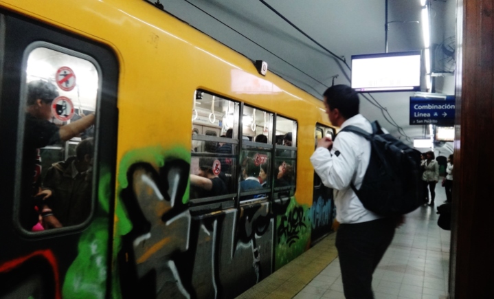 Buenos Aires subway graffiti open windows